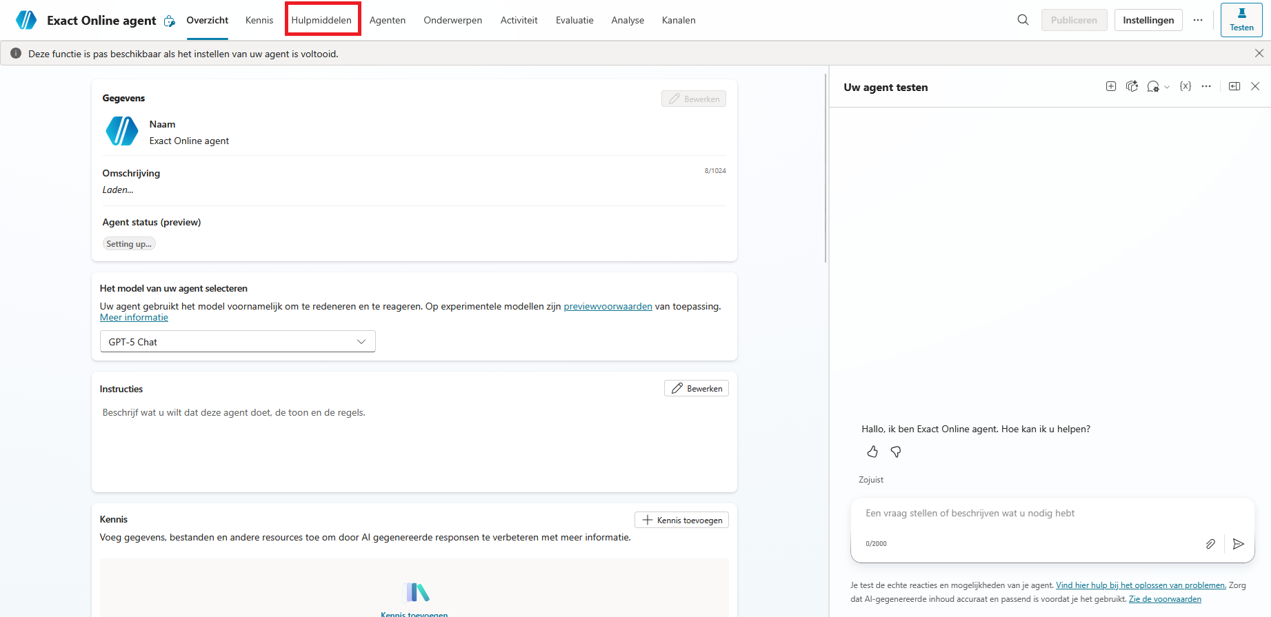 3. Öffnen Sie in Ihrem Agent die Registerkarte Tools